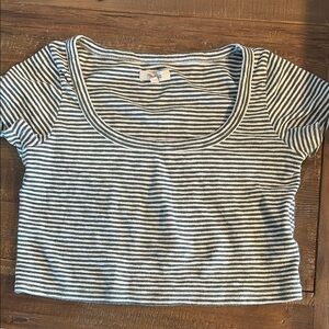 Madewell Striped Gray Crop Top